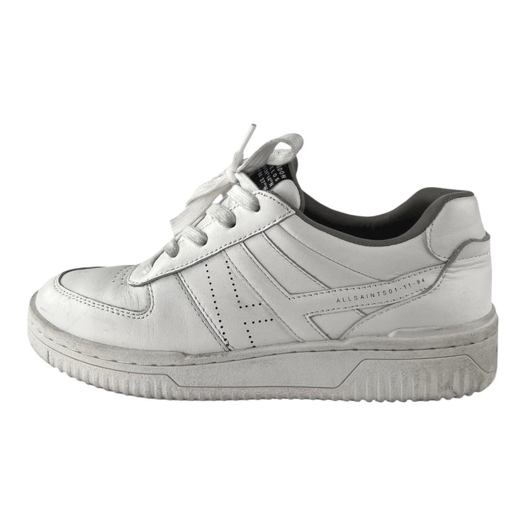 AllSaints VIX Women;s White Leather Low Top Athletic Trainers Sneakers Shoes 7