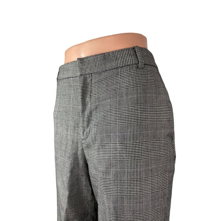 Chaps Women's Black Houndstooth High Rise Wide Leg Straight Trousers Pants Sz 12