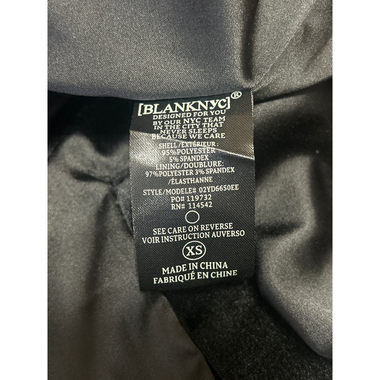 Blank NYC Black Velvet Velour Long Sleeve One Button Blazer Coat Jacket Size XS