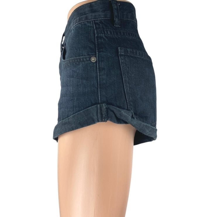 Amuse Society Women's Blue Mid Rise Cuffed Straight Leg Denin Jeans Shorts Sz 26