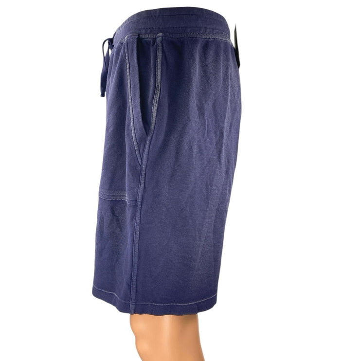 NEW ATM Pique Men's Blue Knit Elastic Waist Drawstring Pockets Sweat Shorts Sz L