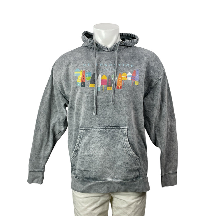 Beantown Apparel Men's Gray St Augustine Florida Graphic Hoodie Sweatshirt L