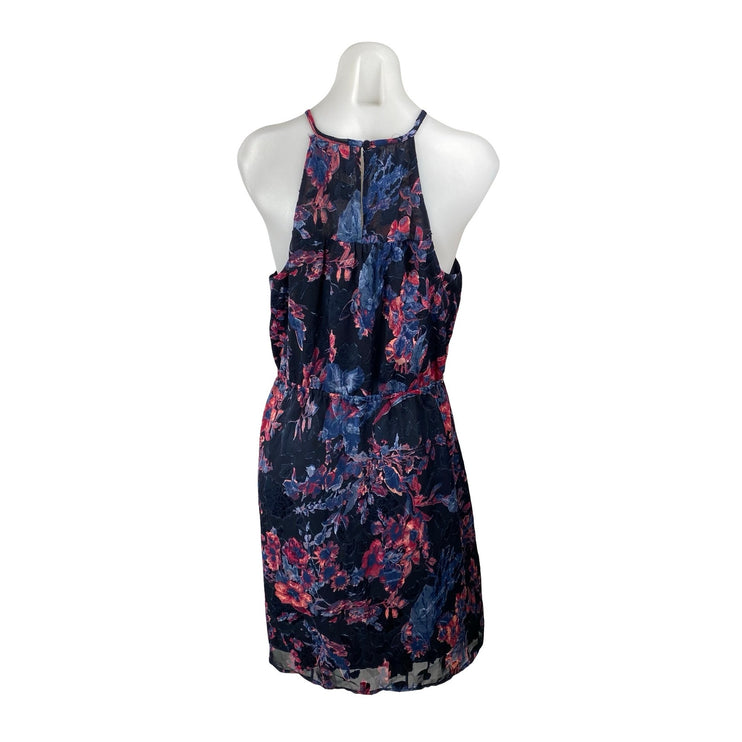 Lucky Brand Black Multicolor Floral High Neck Sleeveless Mini Blouson Dress M