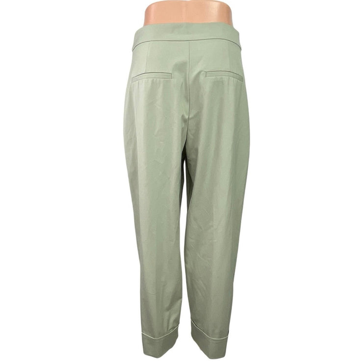 Zara Women's Green High Rise Barrel Cuffed Casual Baggy Trousers Pants Size M