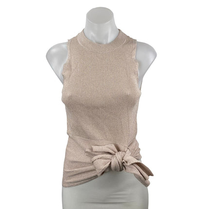 3.1 Phillip Lim Pink Metallic Sparkly Glitter Sleeveless Knit Tie Blouse Top S