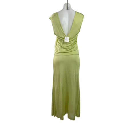 NEW Djerf Avenue Peridot Green V Neck Open Back Blouse Midi Skirt Set Size S
