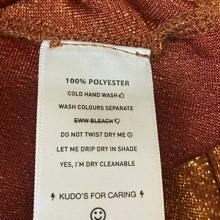 Beginning Boutique Stassie Brown Metallic Glitter Halter Top Flare Pants Set 8