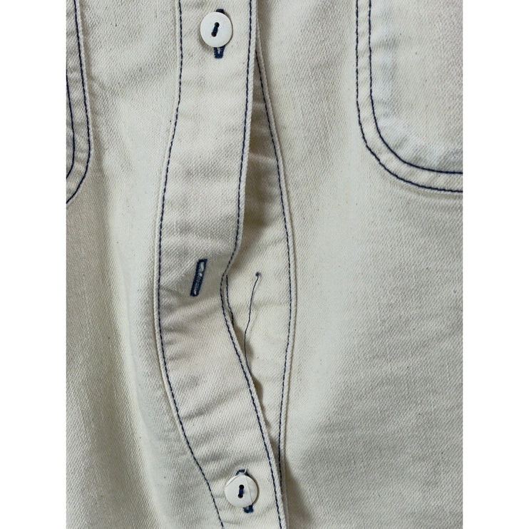Blanche Alina Women's Beige Long Sleeves Pockets Button Down Overshirt Jacket 36
