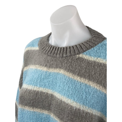 Little Lies Stripe Sia Gray Blue Wool Crew Neck Long Sleeve Sweater Top Size S/M