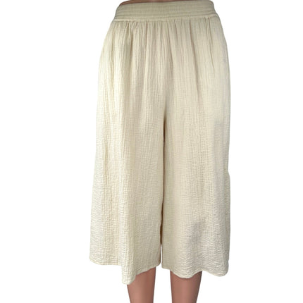 Aritzia Wilfred Cream White Wide Leg Elastic Waist Cropped Trousers Pants XXS