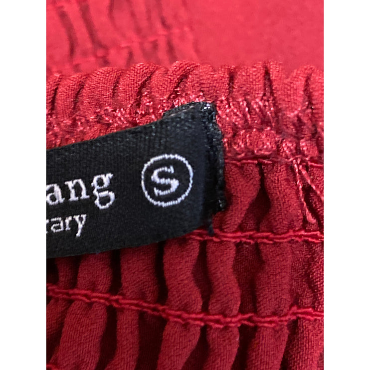 Emerson Lang Red Strapless Sweetheart Tube Bandeau Button Up Blouse Top Size S