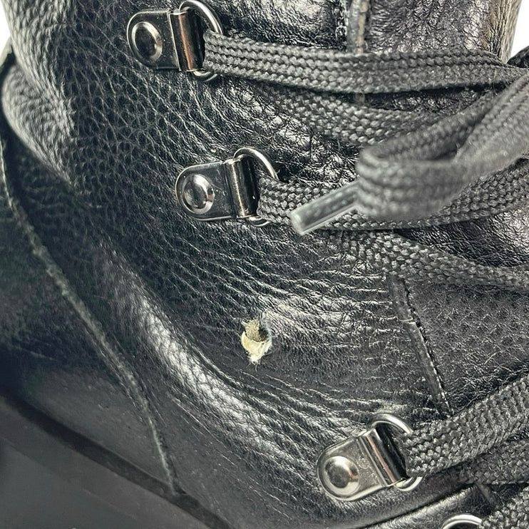 Caslon Tatum Black Faux Fur Leather Round Toe Block Heels Platform Ankle Boots 8