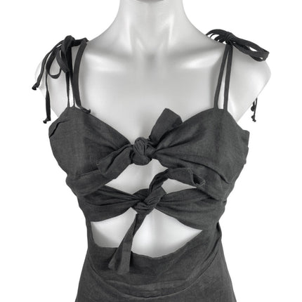 Olivaceous Black Sleeveless Cutout Bow Cami Camisole Mini A-Line Tank Dress Sz M