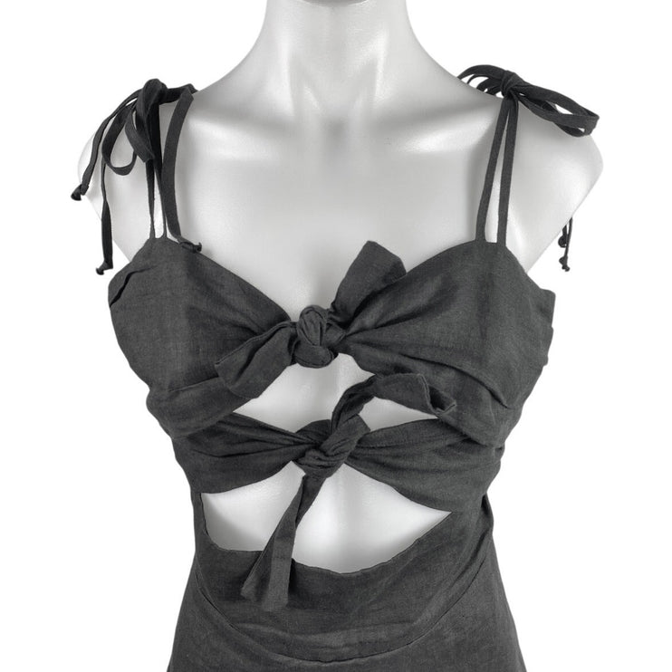 Olivaceous Black Sleeveless Cutout Bow Cami Camisole Mini A-Line Tank Dress Sz M