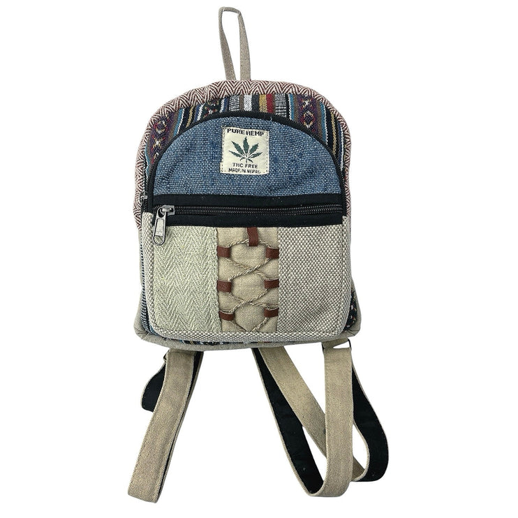 Women's Multicolor Handmade Pure Himalayan Hemp Hippie School Travel Backpack