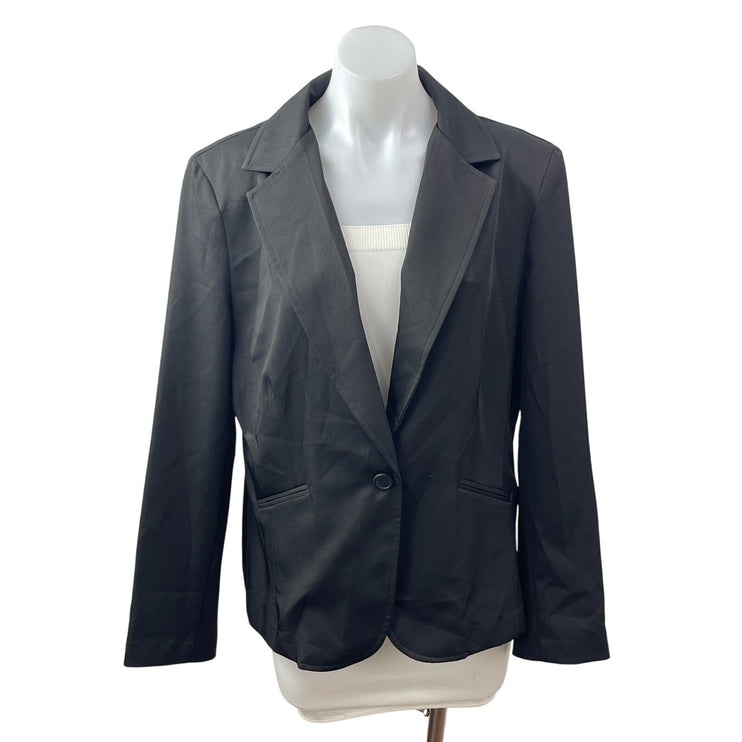 Camila Women's Black Long Sleeve Notch Lapel One Button Blazer Coat Jacket Sz 12