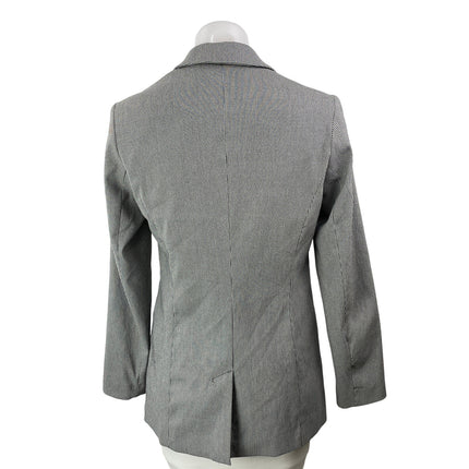 Nine West Women's Gray White Houndstooth Single Breasted Blazer Coat Jacket Sz S