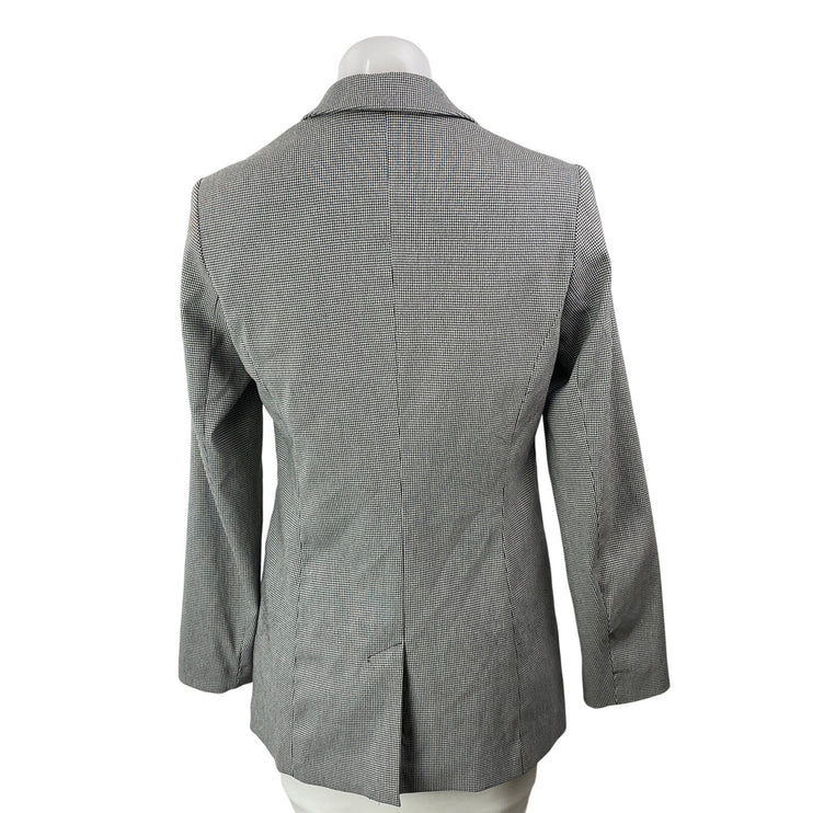 Nine West Women's Gray White Houndstooth Single Breasted Blazer Coat Jacket Sz S
