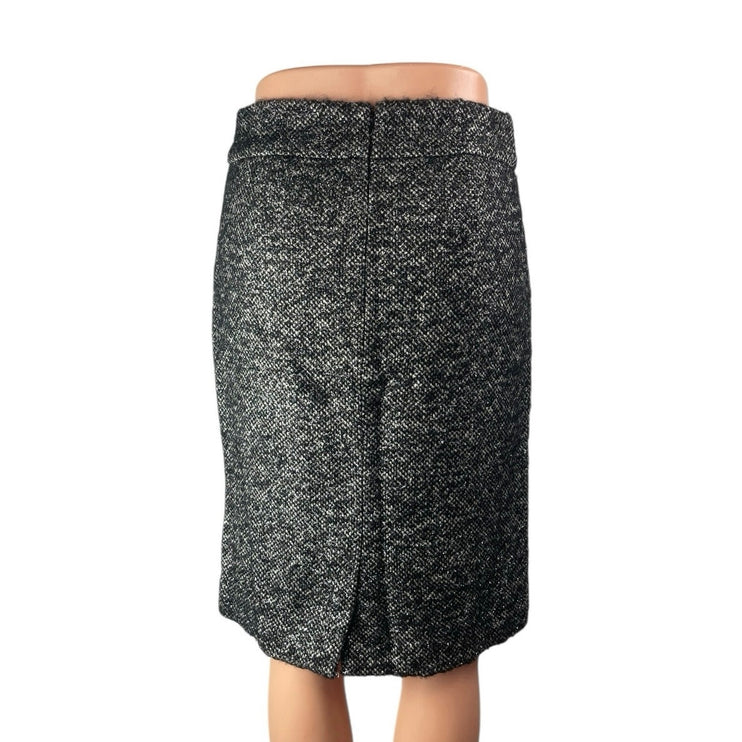 J.Crew Women Gray Wool Zip High Waisted Tweed Straight Pencil Mini Skirt Size 0