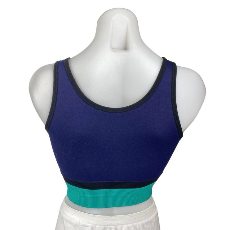New Balance Blue Color Block Sleeveless Yoga Athletic Sports Bra Crop Top Size M