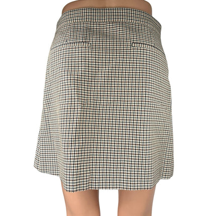 Theory Multicolor Wool Snap Tab Fremont Plaid Check Wrap Mini A-line Skirt Sz 2