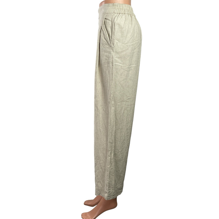 Madewell Women's Cream Linen High Waisted Pleated Wide Leg Trousers Pants Sz 00