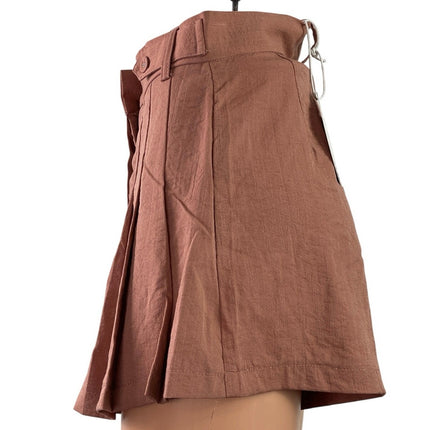 NEW Princess Polly Ryland Tan High Rise Pleated A Line Mini Skirt Skort Short 0