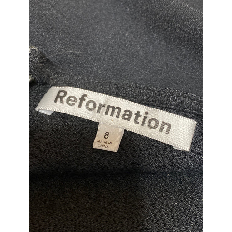 Reformation Women's Black High Rise Front Slit Back Zip Mini A-Line Skirt Size 8