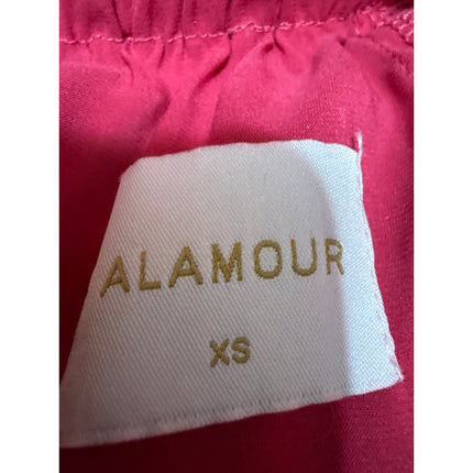 Alamour Pink Ruffle Tiered Elastic Waist Asymmetrical Midi A-Line Skirt Size XS