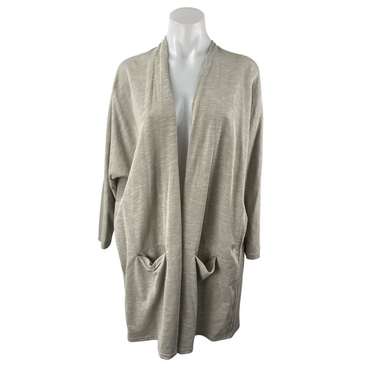 Donni Women's Gray Long Sleeve Pocket Open Long Cardigan Sweater Top One Size
