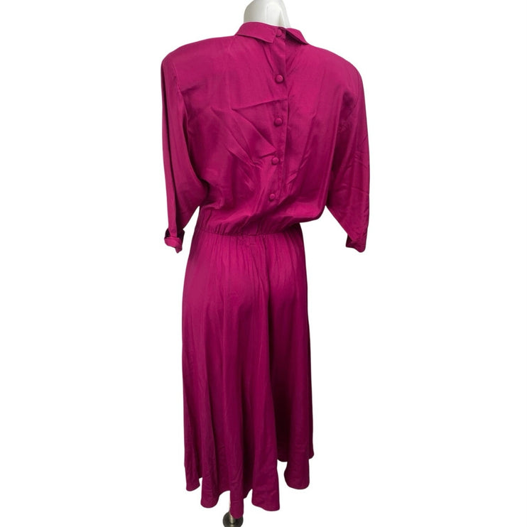 Vintage Nina Piccalino Pink Half Sleeve Pleated Fit & Flare Maxi Dress Size 10