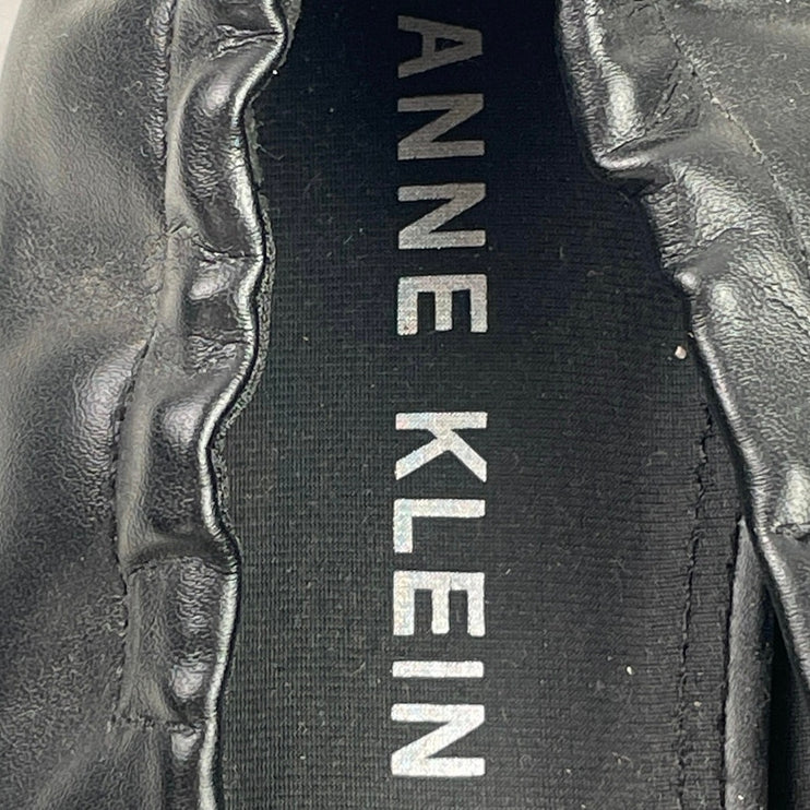 Anne Klein Crystell Women's Black Faux Leather Vegan Ballet Flat Shoes Size 10M