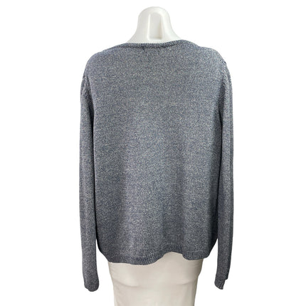 Massimo Dutti Women's Blue Gray Knit Button Long Sleeve Cardigan Sweater Top XL