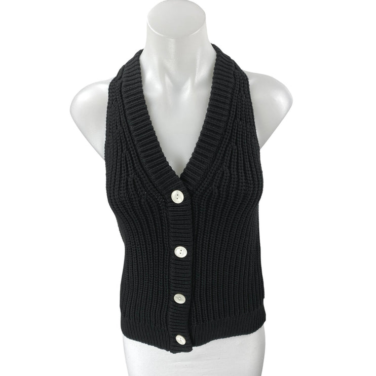 NEW Madewell Women's Black Sleeveless Button Up V Neck Sweater Vest Top Size XS