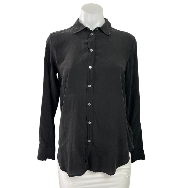 Everlane Women's Black Collared Casual Long Sleeve Button Down Shirt Top Size M