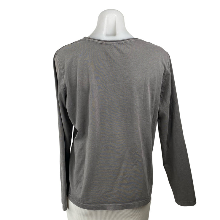 Zara Women's Gray Crew Neck Long Sleeve Casual Jersey T-Shirt Sweater Top Size L