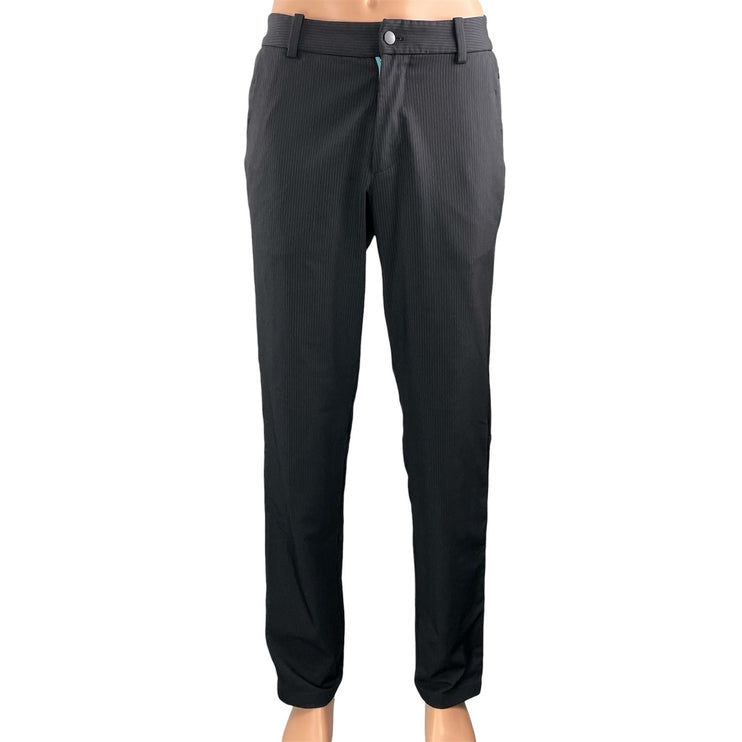 Lululemon Men's Black Mid Rise Pinstriped Straight Leg Trousers Dress Pants M
