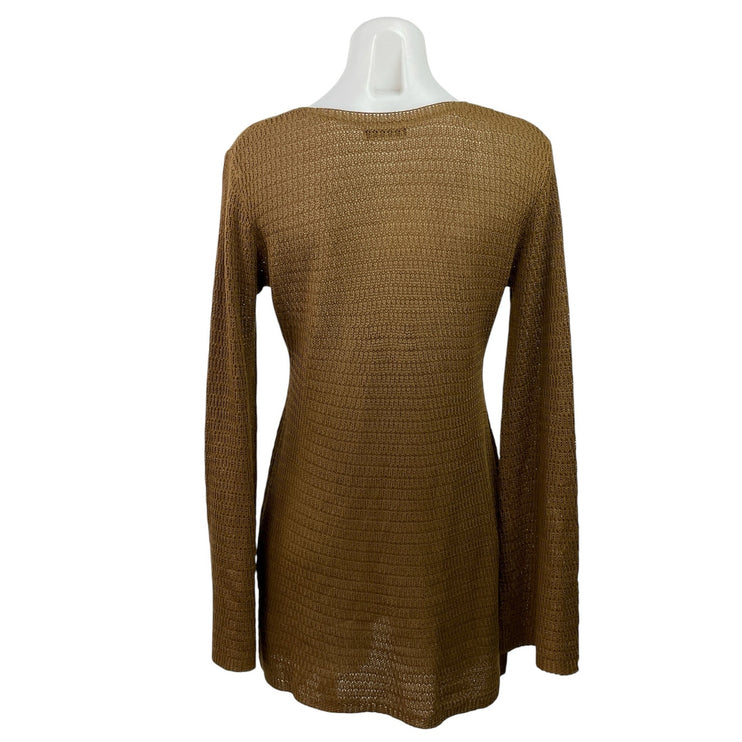 MOTF Women's Brown Long Sleeve Plunge V Neck Shell Knit A Line Mini Dress Size M