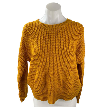 Forever 21 Mustard Yellow Ribbed Knit Long Sleeve Crew Neck Sweater Top Size M