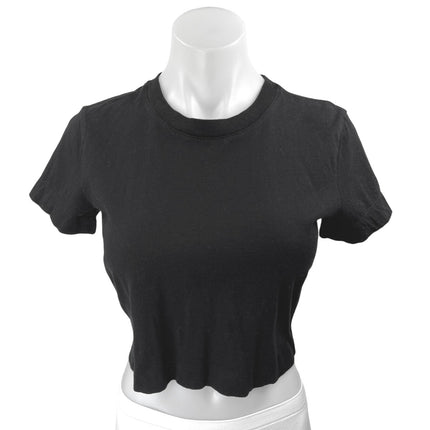 Aritzia Wilfred Black Knit Short Sleeve Pullover Crop Tee T-Shirt Top Size XS
