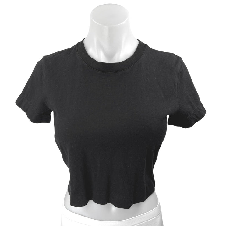 Aritzia Wilfred Black Knit Short Sleeve Pullover Crop Tee T-Shirt Top Size XS