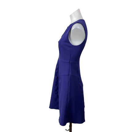 Rebecca Taylor 100% Silk Women's Blue Sleeveless Split V-neck Aline Mini Dress 2