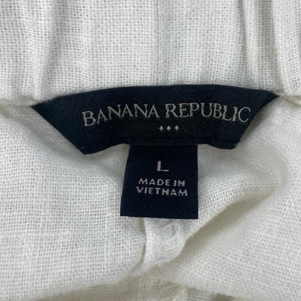 Banana Republic White Linen Blend Elastic Waist Pockets Casual Lounge Shorts L