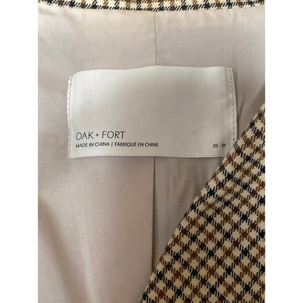 Oak + Fort Women's Plaid Check Notched Collar Long Sleeve Blazer Coat Jacket XS