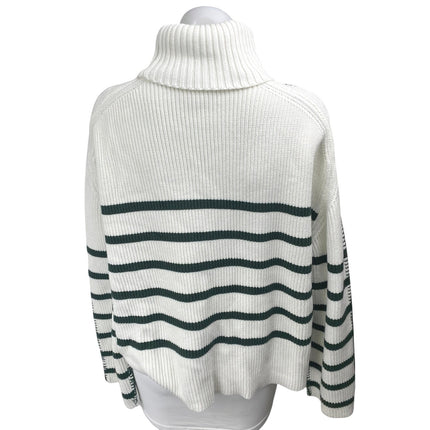 Hyacinth House White Black Striped Turtleneck Knit Long Sleeve Sweater Top Sz M