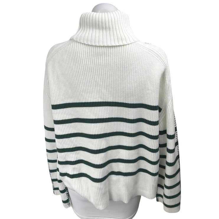 Hyacinth House White Black Striped Turtleneck Knit Long Sleeve Sweater Top Sz M