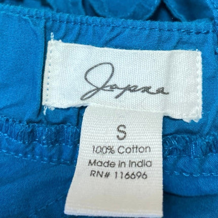 Japna Blue Sleeveless Ruffle V-Neck Elastic Waist Tiered Midi A-Line Dress Sz S