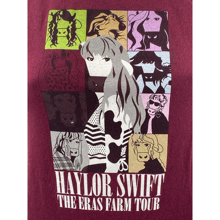 COWS Haylor Swift The Eras Farm Tour Red Maroon Crew Taylor T Shirt Tee Top XS