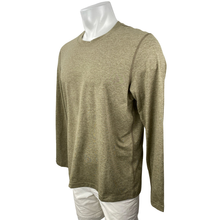 Lululemon Men's Green Crew Neck Long Sleeve Jersey Tee Casual T-Shirt Top Sz 16