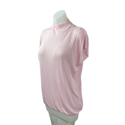 Zara Basic Drape Women's Pink Short Sleeve Mock Neck T-Shirt Tunic Blouse Top L